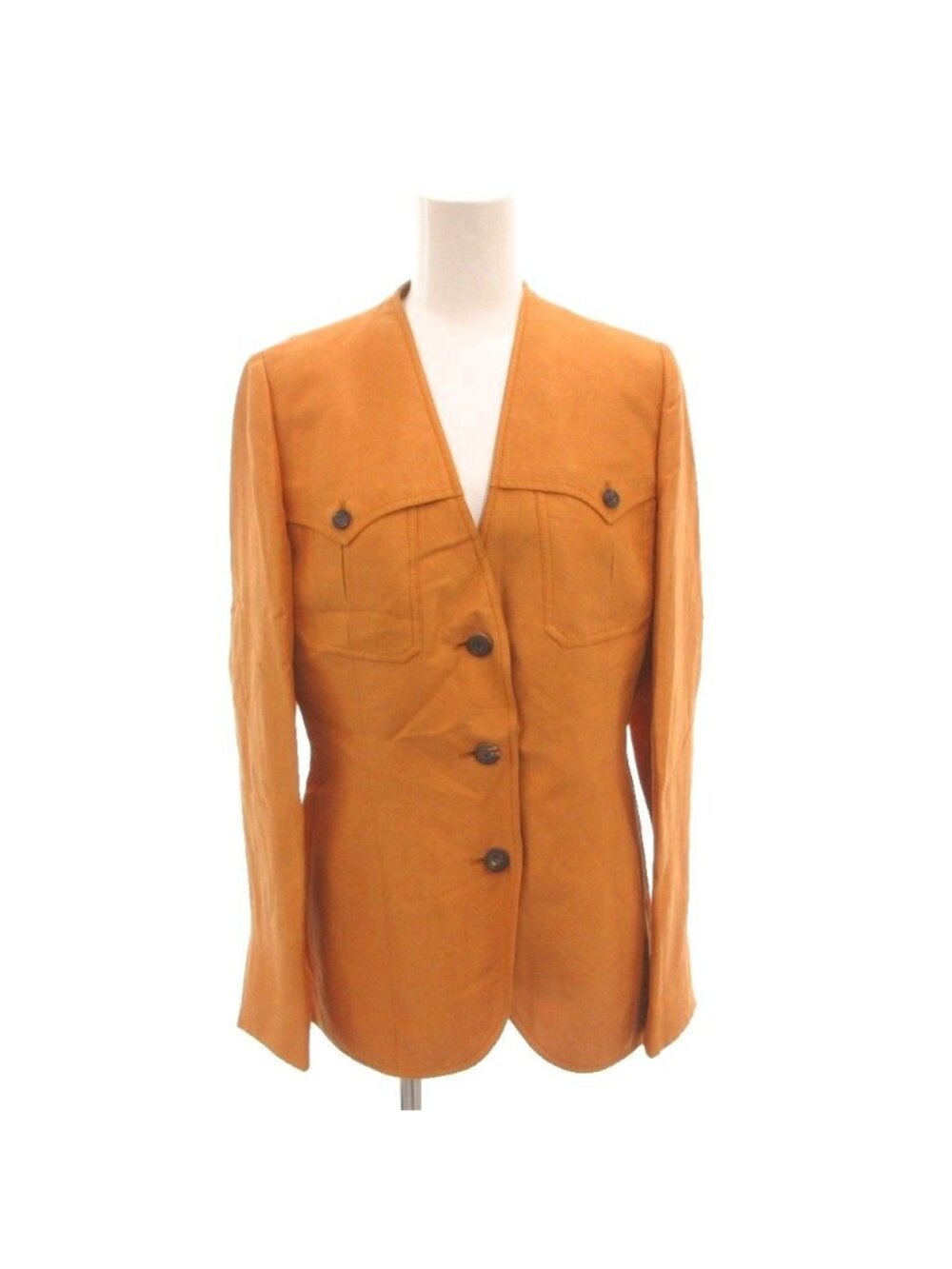 Loewe Collarless Jacket Single Linen Hemp Camel 40